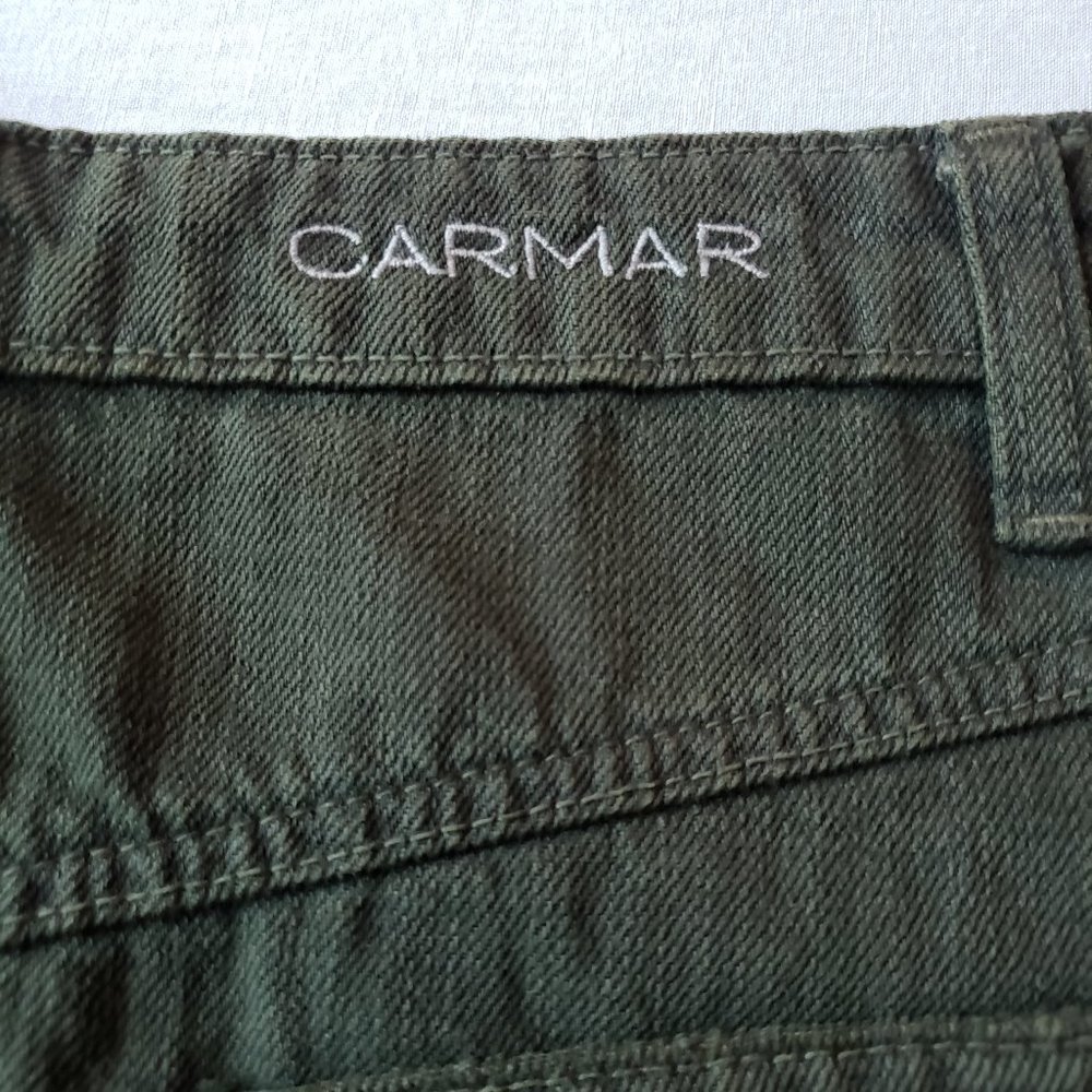 NWT jean skirt Carmar LF Olive Denim Distressed Skirt Short size 28 - Picture 2 of 7